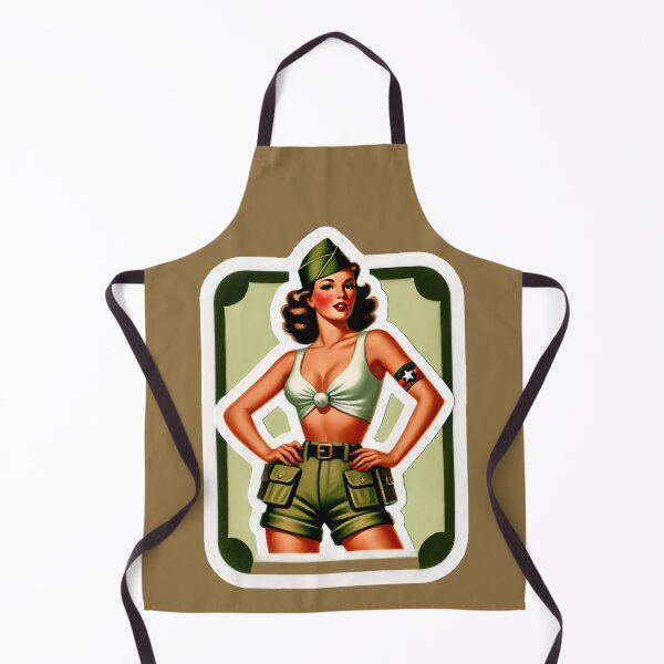 Item preview, Retro Rockabilly Pin-Up Girl Army Print Artwork designed and sold by PinUpPizzazz.