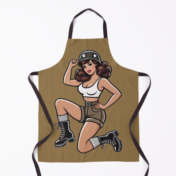 Item preview, Retro Rockabilly Pin-Up Girl Army Print Artwork designed and sold by PinUpPizzazz.