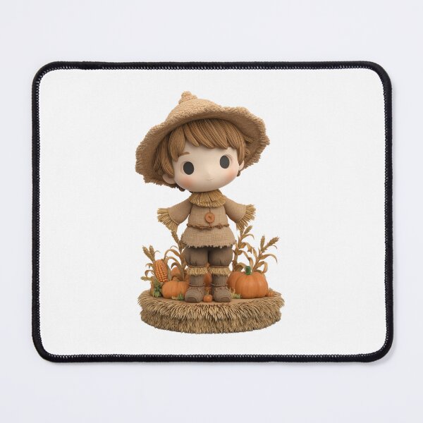 Item preview, Cute Chibi Halloween Scarecrow with Pumpkins and Autumn Harvest designed and sold by LuxChu.