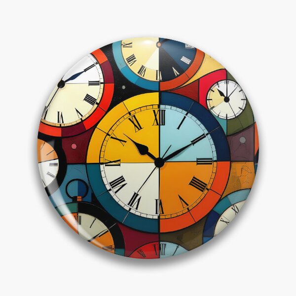 Item preview, round colorful analog clock abstract design designed and sold by SmashingDeals.