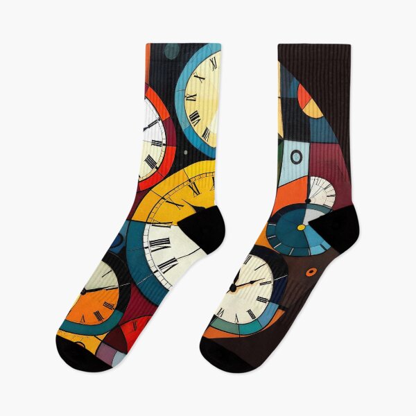 Item preview, round colorful analog clock abstract design designed and sold by SmashingDeals.