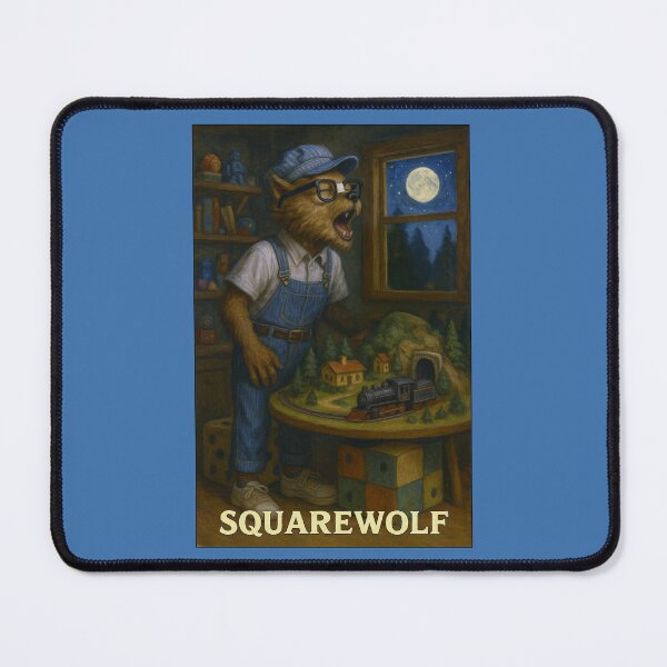 Artikelvorschau, Squarewolf Werwolf mit seiner Modelleisenbahn entworfen und verkauft von Tridentulus.
