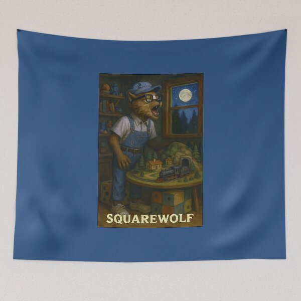 Item preview, Squarewolf Werewolf with His Model Train designed and sold by Tridentulus.