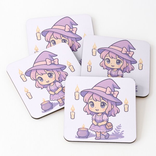 Item preview, Chibi Kawaii Witch with Floating Candles designed and sold by LuKreate.