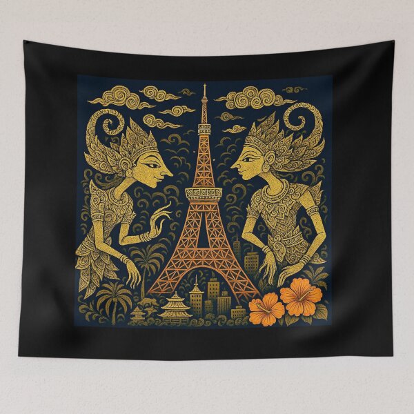 Item preview, Tokyo Tower Illustration - Wayang Shadow Puppet Art designed and sold by Myra365Art.