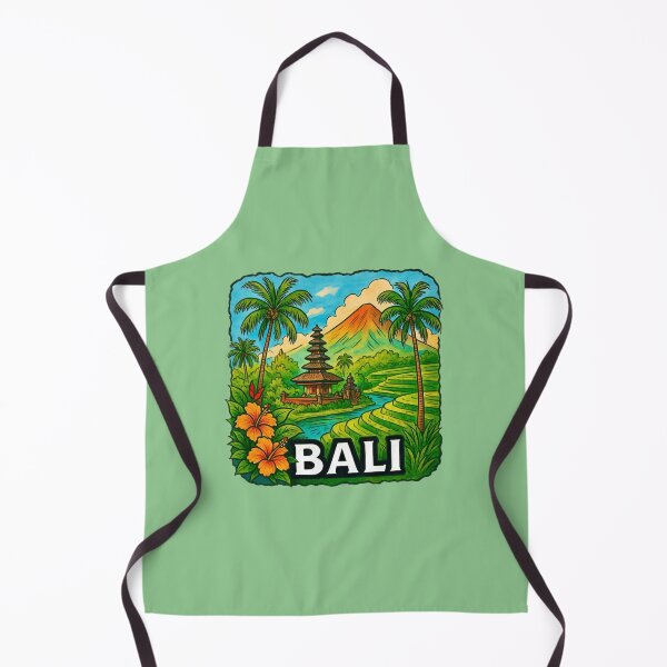 Item preview, Bali Illustration - Rice Terraces, Temple & Volcano designed and sold by Myra365Art.