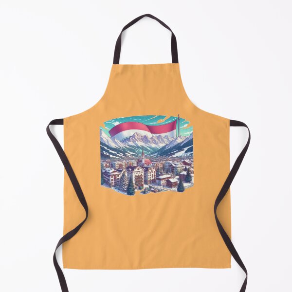 Item preview,  Innsbruck Alpine Resort in Austria 3D Cute Sketch with Austrian Flag,   designed and sold by PaintMeWorld.