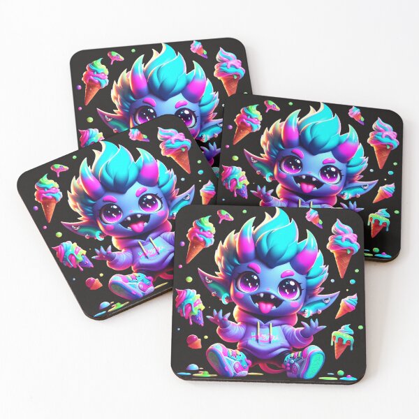 Item preview, Moko the Cheeky Demon – Ice Cream Disaster Pop Art Print designed and sold by Everova.
