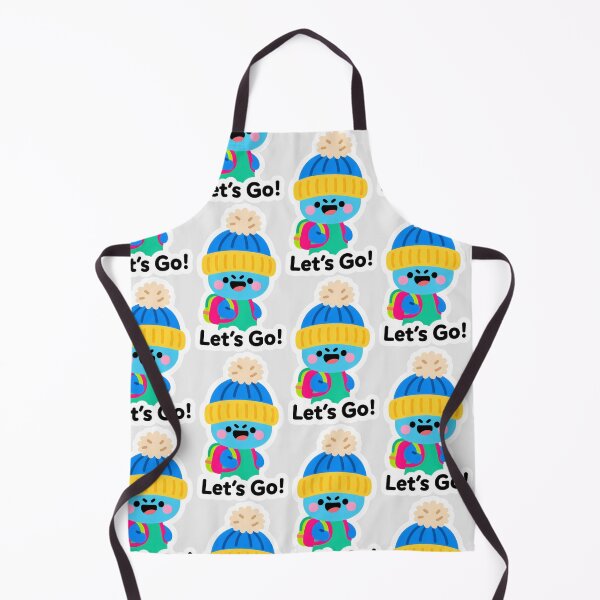 Item preview, Cute Blue Character with Winter Hat and Backpack Saying “Let’s Go!” designed and sold by SplashTastic.