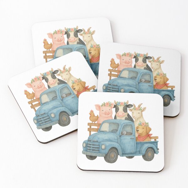 Item preview, Cute Farm Animal Truck Floral Country Farmcore Design designed and sold by inkoutninja.