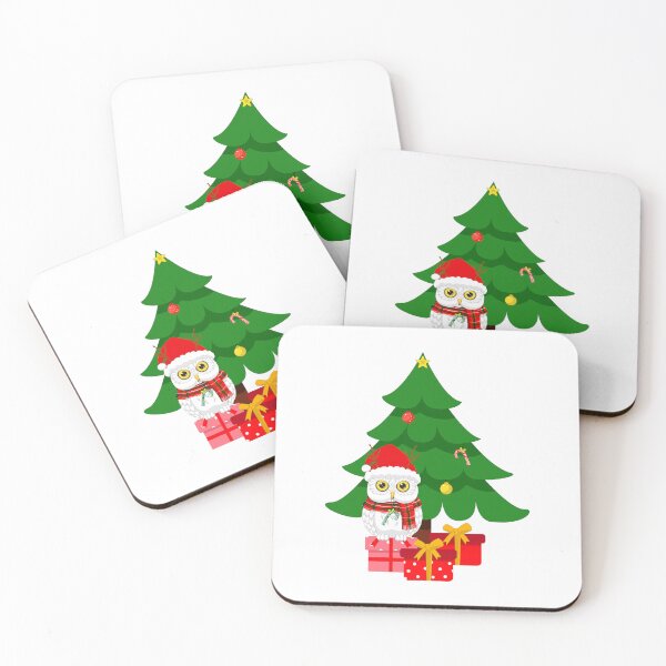 Item preview, Snow Owl with Santa Hat and a Christmas Tree. Cute Owl in Christmas Theme. designed and sold by JohanaStyle.