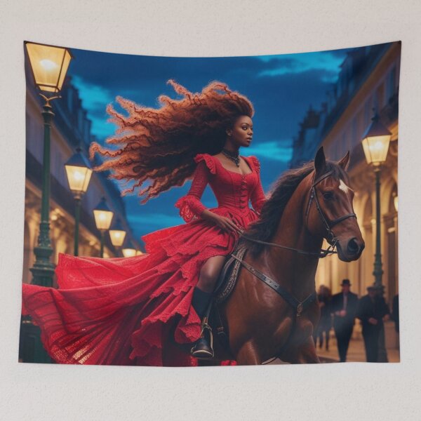 Item preview, A woman on horseback in an ancient town. designed and sold by janice56.