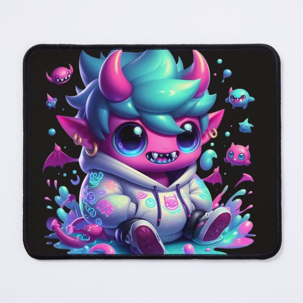 Item preview, Moko the Cheeky Demon – Neon Bubble Bath Pop Art Print designed and sold by Everova.