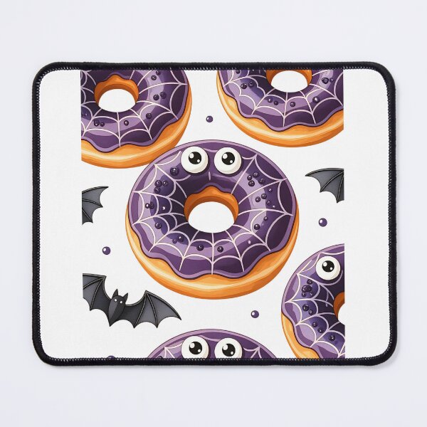 Item preview, Colorful Halloween-themed donuts with spider web design and cute eyes on a white background designed and sold by SpaceartLilu.