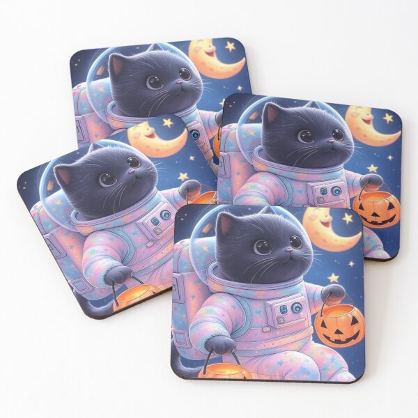 Item preview, Spooky Cute Astronaut Cat | Halloween Space Kitty with Pumpkin designed and sold by ArmaanArts.