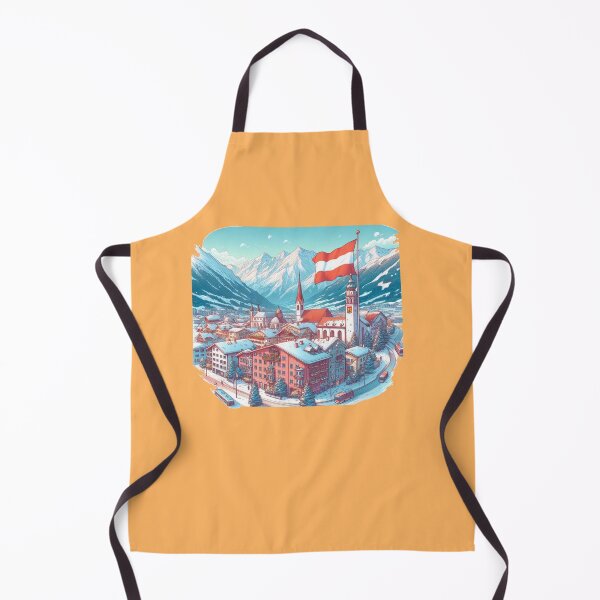 Item preview,  Innsbruck Alpine Resort in Austria 3D Cute Sketch with Austrian Flag,   designed and sold by PaintMeWorld.