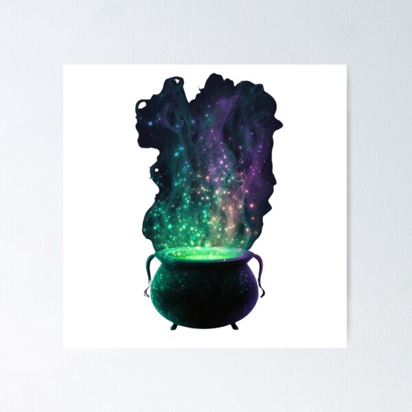 Item preview, Magic Witch Cauldron with Glowing Potion designed and sold by AlexLineArt.