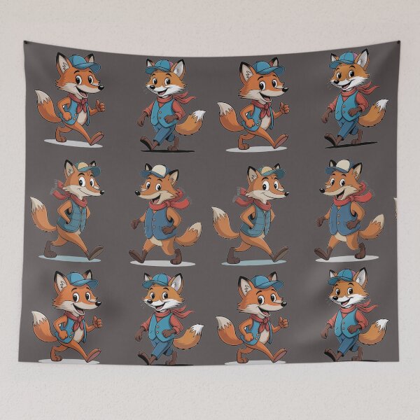 Item preview, Playing with foxes, four foxes on a walk designed and sold by DZIERANA.