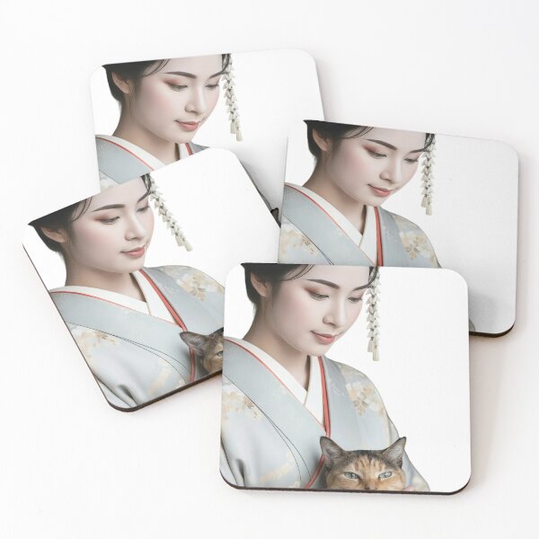 Item preview, Maiko with Cat on Lap | 膝の上の舞妓さんと猫 designed and sold by Japan_Dreamscapes.