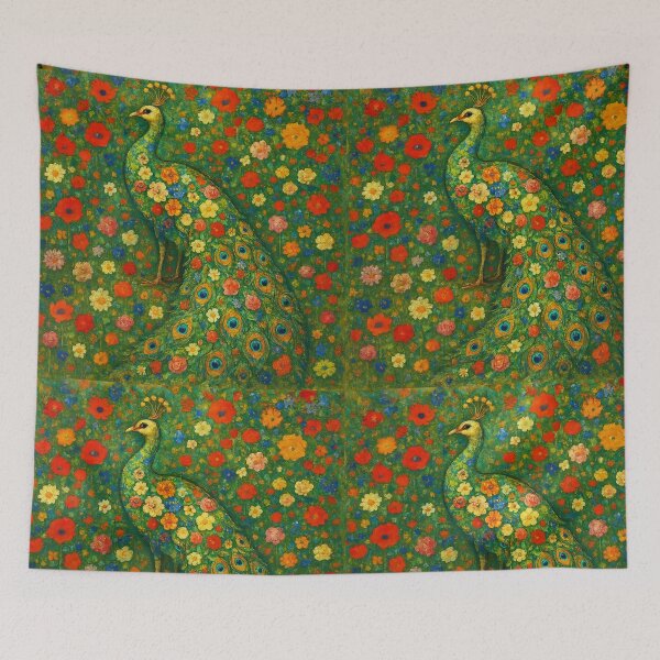 Item preview, Klimt Infused Floral Peacock designed and sold by EmeraldeaArt.