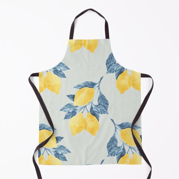 Item preview, Lemons illustration with blue leaves on grey background designed and sold by helga-wigandt.