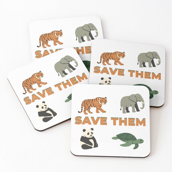 Item preview, Endangered Species Minimalist Illustration – Panda, Tiger, Elephant & Sea Turtle designed and sold by DKunic.