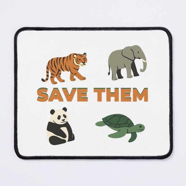 Item preview, Endangered Species Minimalist Illustration – Panda, Tiger, Elephant & Sea Turtle designed and sold by DKunic.