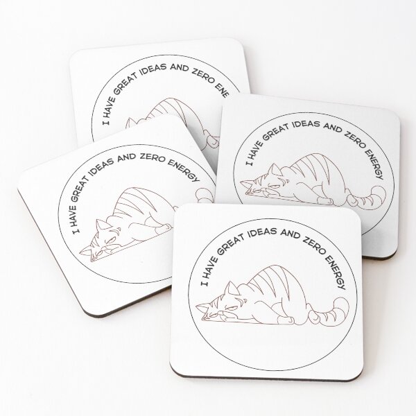 Item preview, Lazy Cat Funny Quote Sticker – I Have Great Ideas and Zero Energy designed and sold by MiraDesignCo.