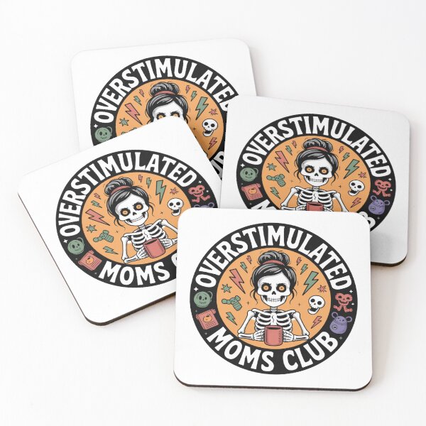 Item preview, Overstimulated Moms Club Skeleton – Spooky Funny Mom Badge Logo designed and sold by RDRdesign.