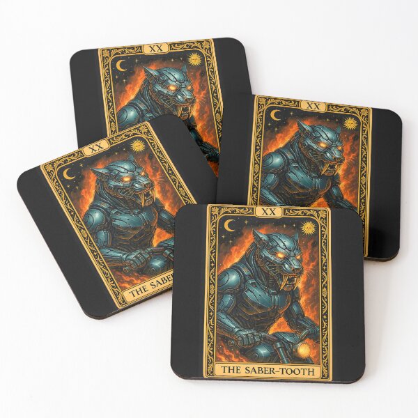 Item preview, The Saber-Tooth Tarot Card – FTX MC Mech Tiger Warrior Art designed and sold by Fresh-Threads-X.