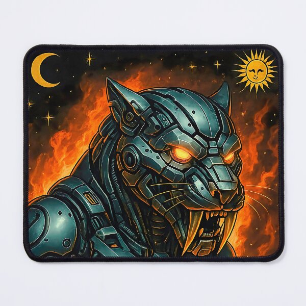 Item preview, The Saber-Tooth Tarot Card – FTX MC Mech Tiger Warrior Art designed and sold by Fresh-Threads-X.
