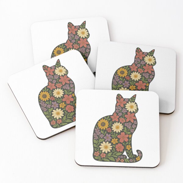 Item preview, Floral Cat Silhouette Wildflower Botanical Cottagecore Design designed and sold by inkoutninja.