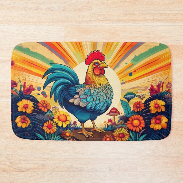 Item preview, Groovy Retro Rooster Art - Vibrant Psychedelic Chicken Print for Home Decor & Apparel designed and sold by AnTartstudios.