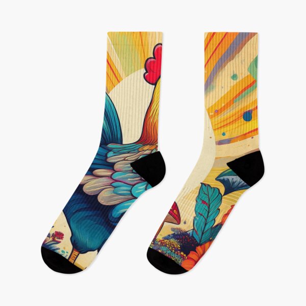 Item preview, Groovy Retro Rooster Art - Vibrant Psychedelic Chicken Print for Home Decor & Apparel designed and sold by AnTartstudios.