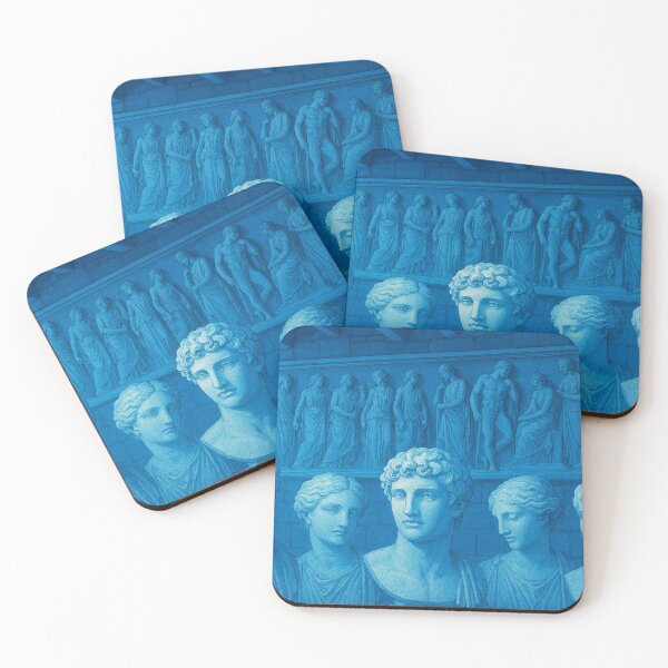 Item preview, Blue sculptures in front of a stone wall designed and sold by Sigtrix.