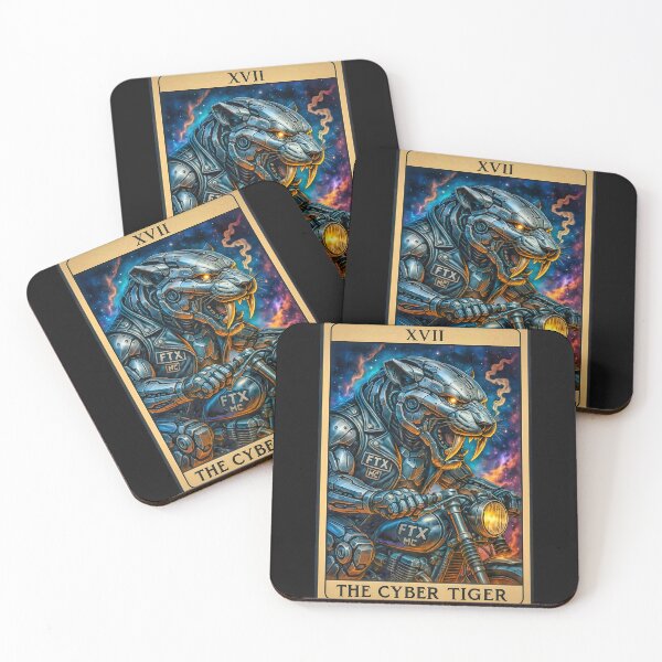 Item preview, The Cyber Saber-Tooth Tarot Card – FTX MC Mech Tiger Warrior Art designed and sold by Fresh-Threads-X.