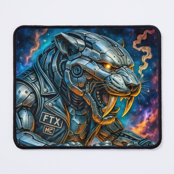 Item preview, The Cyber Saber-Tooth Tarot Card – FTX MC Mech Tiger Warrior Art designed and sold by Fresh-Threads-X.