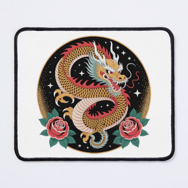 Item preview, Japanese dragon with blooming red roses flowers ,Legendary Animals,dragon art,Legendary dragon designed and sold by Expressions-Sel.