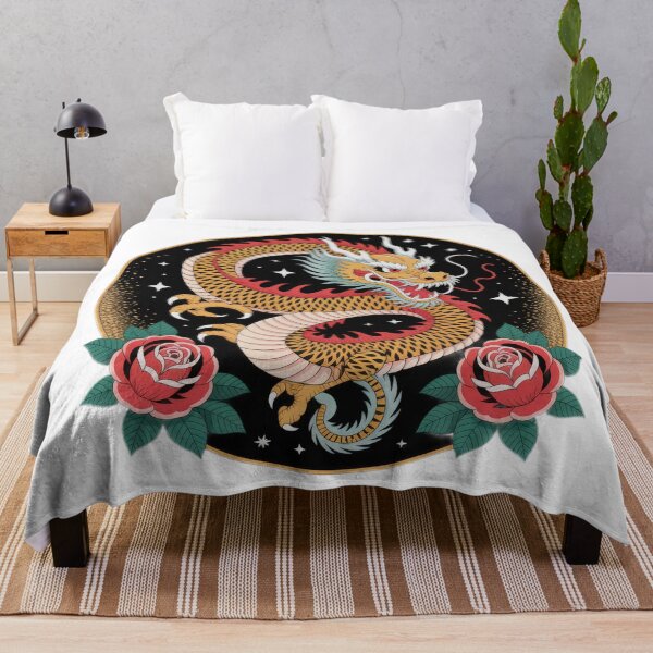 Item preview, Japanese dragon with blooming red roses flowers ,Legendary Animals,dragon art,Legendary dragon designed and sold by Expressions-Sel.