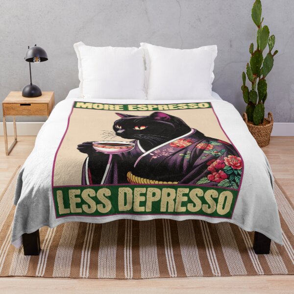 Item preview, More Espresso Less Depresso Meme - Funny Coffee Cat Vintage Poster designed and sold by Anastaciotoy.