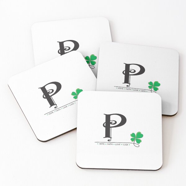 Item preview, A-Z Lucky Four-Leaf Clover Alphabet Design_P designed and sold by LittleBrushes.