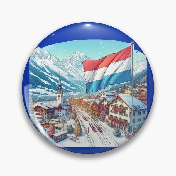 Item preview,  Innsbruck Alpine Resort in Austria 3D Cute Sketch with Austrian Flag,   designed and sold by PaintMeWorld.