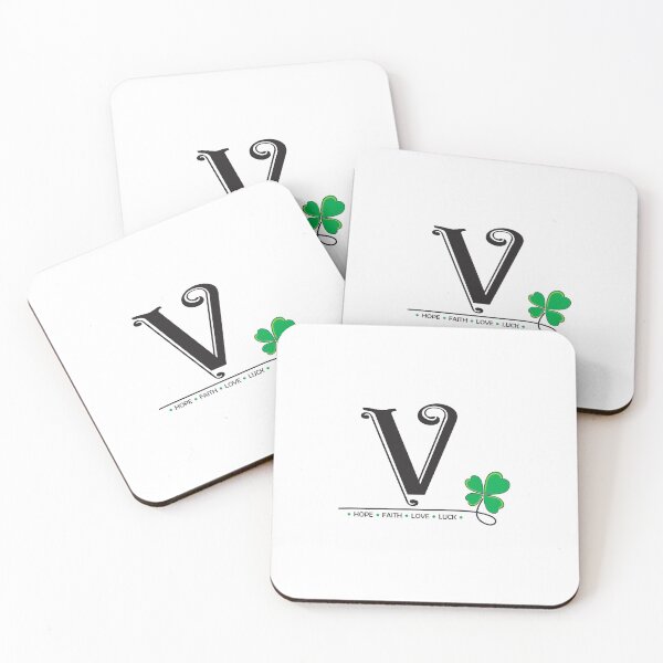 Item preview,  A-Z Lucky Four-Leaf Clover Alphabet Design_V designed and sold by LittleBrushes.