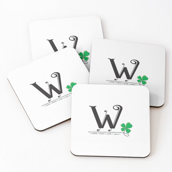 Item preview, A-Z Lucky Four-Leaf Clover Alphabet Design_W designed and sold by LittleBrushes.