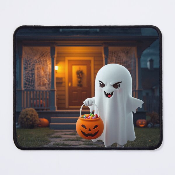 Item preview, Adorable little kawaii ghosts smiling and holding pumpkin lanterns, kawaii style designed and sold by PWDigitalArt.
