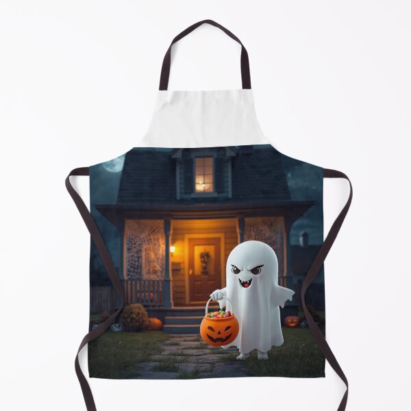 Item preview, Adorable little kawaii ghosts smiling and holding pumpkin lanterns, kawaii style designed and sold by PWDigitalArt.