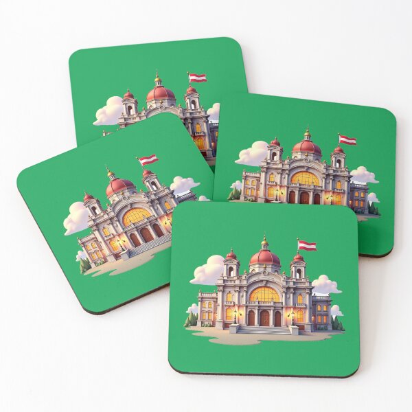 Item preview, Vienna State Opera in Austria 3D Cute Sketch with Austrian Flag,  designed and sold by PaintMeWorld.