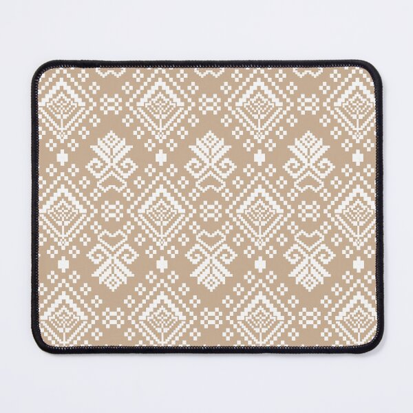 Item preview, fabric/wall paper flowerheart, white on brown background designed and sold by DualEnergy.