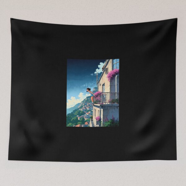 Item preview, Balcony Girl - A Dreamy Retro Anime Artwork designed and sold by RustinGalici.