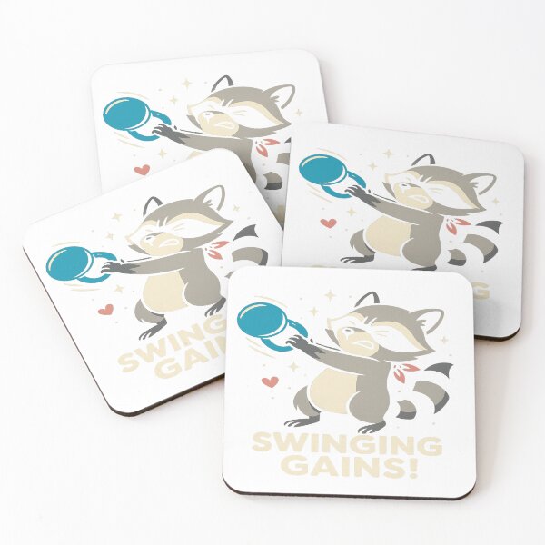 Item preview, Swinging Gains – Funny Kettlebell Raccoon Gym Meme | Trash Panda Power Workout Design designed and sold by Trendiihub.